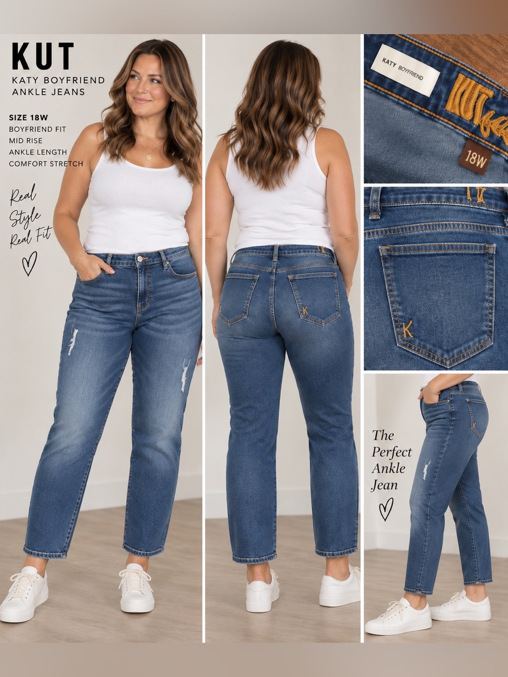 Kut from the Kloth Katy Boyfriend Ankle Jeans 18